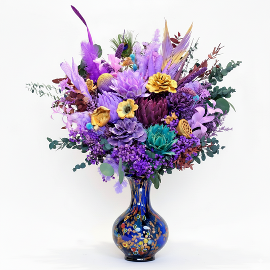 Violet Peony & Succulent Nocturne — Preserved Flowers