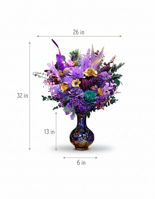 Violet Peony & Succulent Nocturne — Preserved Flowers
